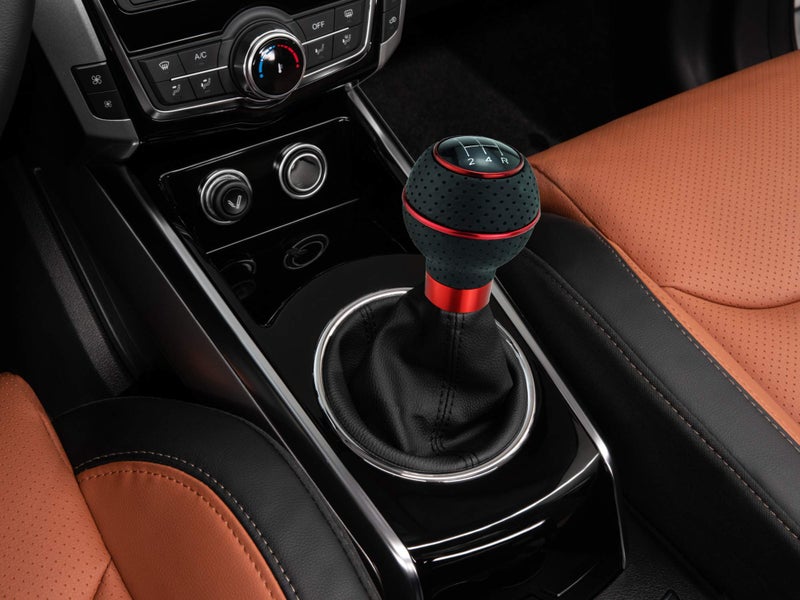 Abfer 5 Speed Shift Knobs Leather Shifter Knob Car Gear Shifting Lever Extension Fit Most Automatic Manual Vehicle (Red Line) - Image 3
